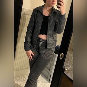 Gray leather jacket